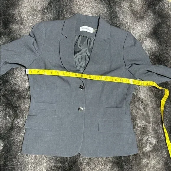 Calvin Klein Women 10P Gray Rayon Blend Blazer Career Office Rayon Blend - Picture 7 of 11